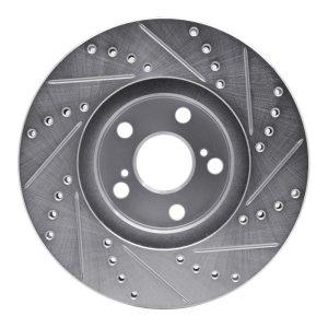 Pontiac Vibe Brake Rotor (1) - Front Left - R1 Concepts - Drilled & Slotted - Silver - `00-`10
